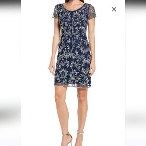 Elegant Navy Blue Embroidered Dress